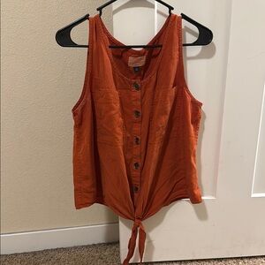 Universal Thread Orange Buttoned Tie Front Tank Top